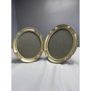 2 Photo Frames Decorel Oval Gold-Tone 8x10 Velvet Stand Victorian Art Deco